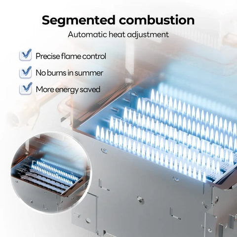 Fogatti InstaShower Ultra FS10B1SN Segmented Combustion Burner Close-Up - Precise Flame Control Detail | United RV Parts