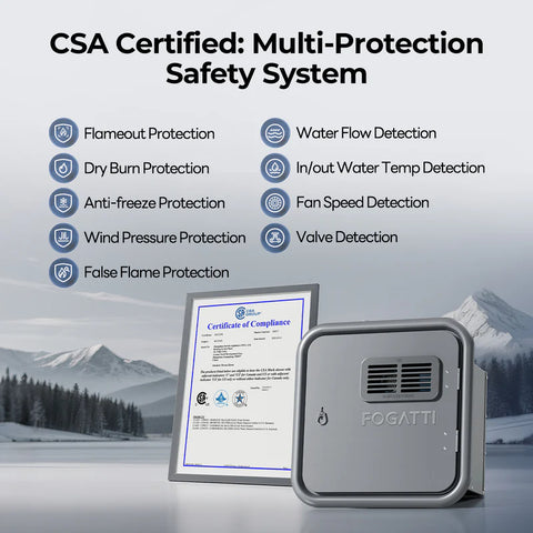 Fogatti InstaShower Ultra FS10B1SN CSA Certified Multi-Protection Safety System - Compliance Certificate View | United RV Parts