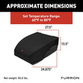 Black Furrion Chill HE Air Conditioner Dimensions Infographic - Three Quarter View | United RV Parts