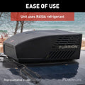 Black Furrion Chill HE Air Conditioner Ease of Use Lifestyle Shot - Installed on RV Roof | United RV Parts