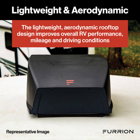 Black Furrion Chill HE Air Conditioner Durable Design Lifestyle Shot - Side Vent Detail | United RV Parts
