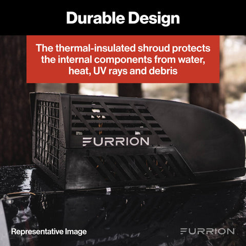 White Furrion Chill HE Air Conditioner High Efficiency Lifestyle Shot - Installed on RV Roof | United RV Parts