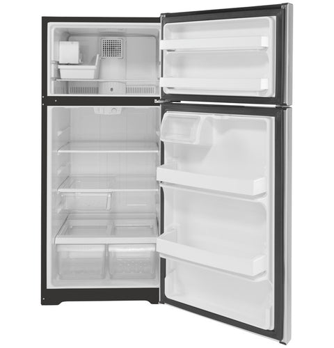 GE GIE17GSNRSS Top-Freezer Refrigerator Interior - Empty Glass Shelves and Door Bins | United RV Parts