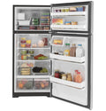 GE GIE17GSNRSS 16.6 Cu. Ft. Refrigerator Interior - Fully Stocked with Food and Organized Storage | United RV Parts