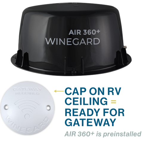 Black Winegard Air 360+ Antenna Cap RV Installation Diagram | United RV Parts