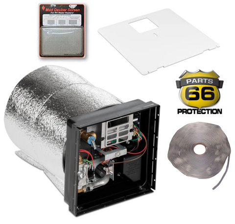 Dometic WH-6GEA 6 Gallon Water Heater Bundle Components - Product Layout | United RV Parts