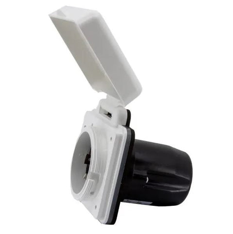 Hughes SafeView Smart RV Power Inlet SV30APIW - Low Angle View Showing Mounting Flange | United RV Parts