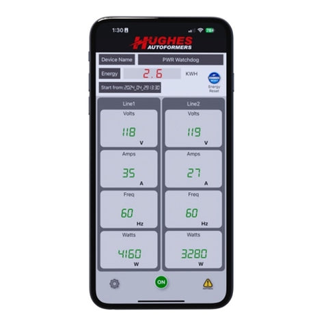 Hughes Power Watchdog Mobile App Interface - Bluetooth Monitoring Display | United RV Parts