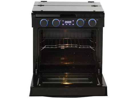 InVision 21 Gas Range 480-2230 with Open Oven Door and Wire Rack - Front View | United RV Parts