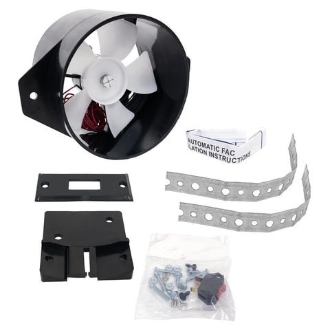 Black Plastic RV Refrigerator Vent Fan - Kit Contents with Mounting Hardware | United RV Parts