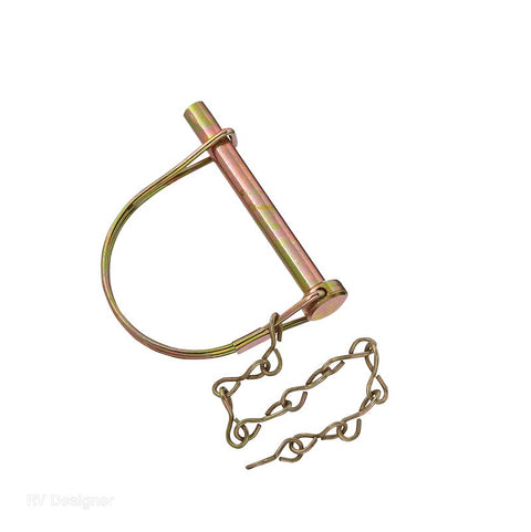 Zinc Plated Steel Coupler Lock Pin 5/16 x 2-1/2 with Safety Chain - Product View | United RV Parts