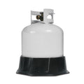 Camco 57236 Black Propane Tank Stabilizing Base with 20 lb Cylinder Installed - Front View | United RV Parts