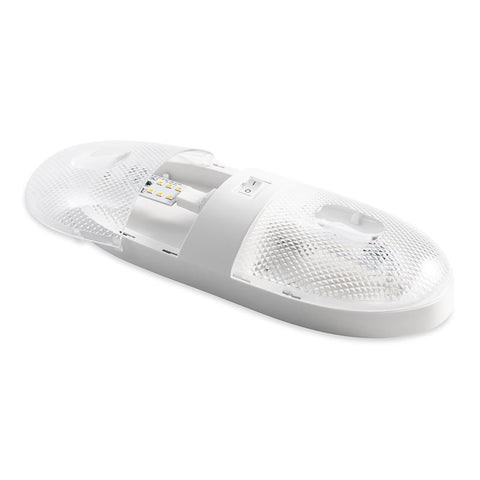 White Camco LED Double Dome Light 41321 - 3/4 View | United RV Parts