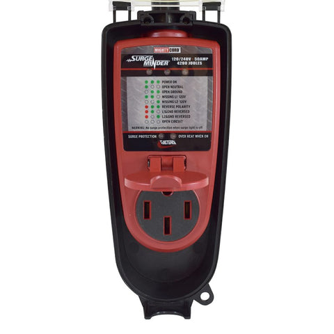 Red Black Valterra SurgeMinder 50A Surge Protector - Outlet Detail View | United RV Parts