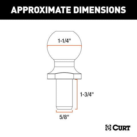 Curt 40093 Sway Control Ball Dimensions Diagram | United RV Parts
