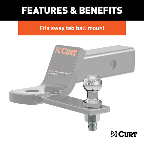 Chrome Curt Sway Control Ball on Hitch Mount - Features Diagram | United RV Parts