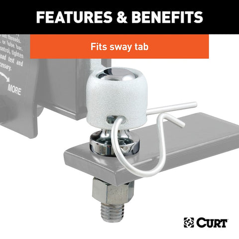 Chrome Curt Sway Control Ball Connected to Sway Tab | United RV Parts