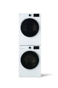 White Splendide DV1725X 24" RV Dryer Stacked on Washer - Front View SK03 Stack Kit | United RV Parts