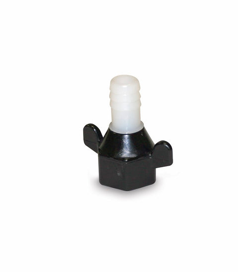 White Plastic SHURflo 1/2 Inch Barbed Adapter Fitting - Side View | United RV Parts