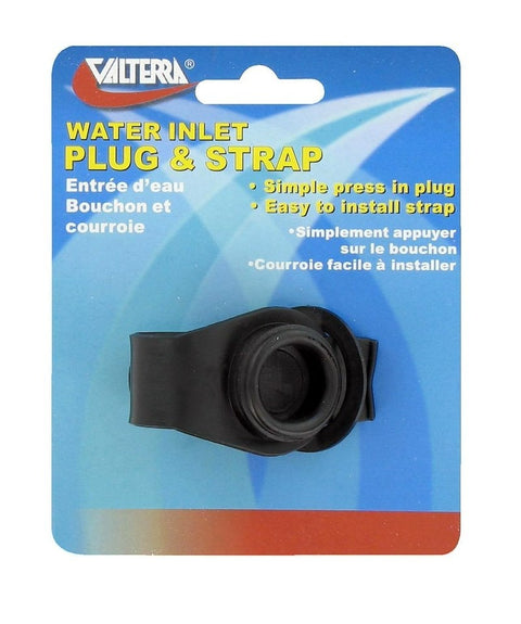 Valterra 3/4 Inch Black RV Water Inlet Plug with Strap A0170SBKVP - Retail Packaging | United RV Parts