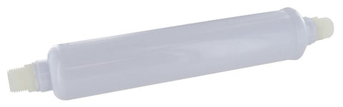 White Inline RV Water Filter with Threaded Fittings - Side Angle | United RV Parts