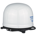 White Winegard Carryout G3 RV Satellite - Side Angle with Base | United RV Parts