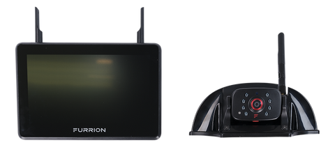 Furrion Vision S+ 7 Inch Monitor and Black Sharkfin Camera - Side View | United RV Parts