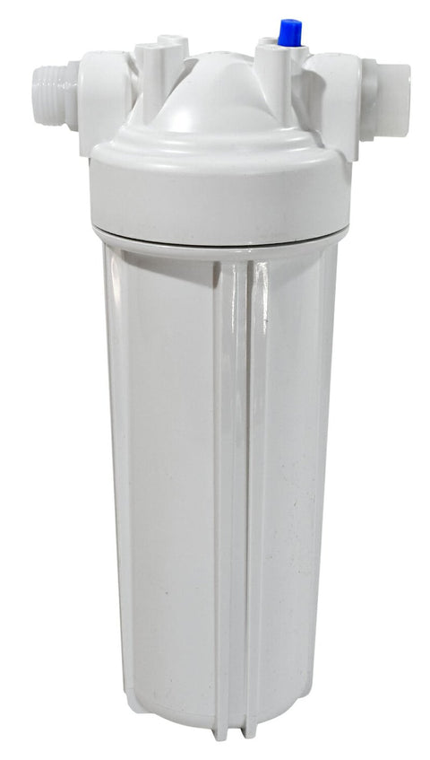 White Plastic RV Water Filter Housing Full Front View - Valterra AquaFRESH A01-1138BU | United RV Parts