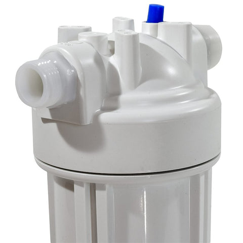 Valterra AquaFRESH RV Water Filter Housing - Close-Up Inlet Port & Cap Detail | United RV Parts