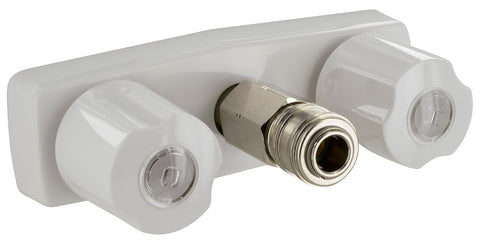 White Valterra RV Shower Valve with Quick Connect - Side View | United RV Parts