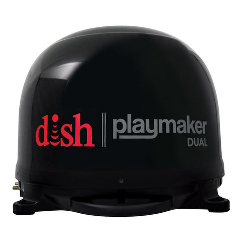 Black DISH Playmaker Dual HD RV Satellite Antenna - Side Profile View | United RV Parts