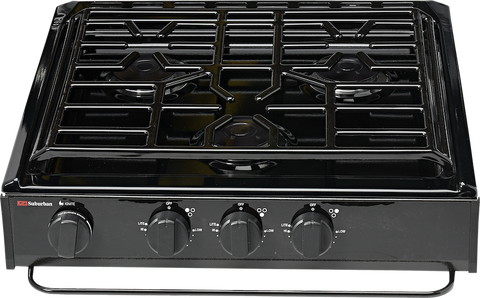 Black Suburban 3631A 3 Burner RV Cooktop - Front View | United RV Parts