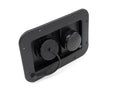 Black UV-Stable RV Fresh Water Inlet Panel 94223 - Angled View with Caps Attached | United RV Parts