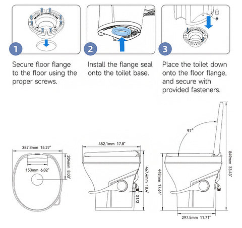 Seaflo RV Toilet Installation Guide - Step-by-Step Instructions with Dimensions | United RV Parts