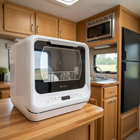 Invision | Portable Mini Dishwasher | 500-2001 | Portable / Counter Top | 18" | 1.32 Gallon | White
