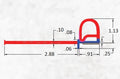 Jaeger Flip'N Seal 35066 RV Slide-Out Seal - Cross-Section Diagram Showing 2.88" Wiper and 1.13" Bulb Dimensions | United RV Parts
