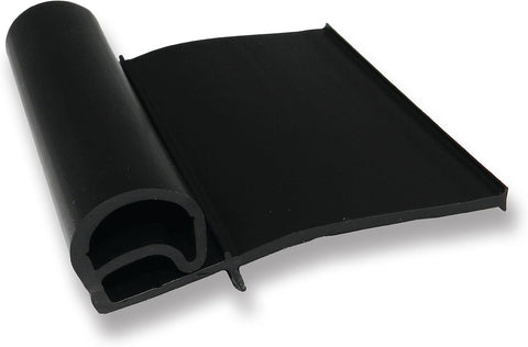 Black EPDM Rubber RV Slide-Out Seal - Angled View Showing D-Bulb and Wiper Flap Construction | United RV Parts