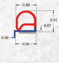 Jaeger Flip N Seal RV Slide Out Seal Cross-Section Diagram 0.90" Wide 0.91" Bulb Height | United RV Parts