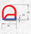 Jaeger Flip N Seal Slide Out Seal Cross-Section Diagram 0.91" Width x 0.91" Height | United RV Parts