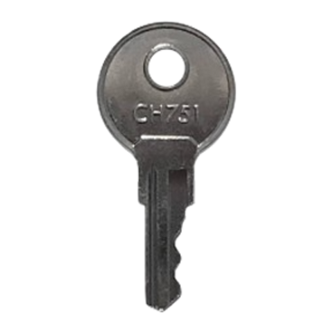 Silver Metal RV Baggage Door Key CH751 - Front View | United RV Parts