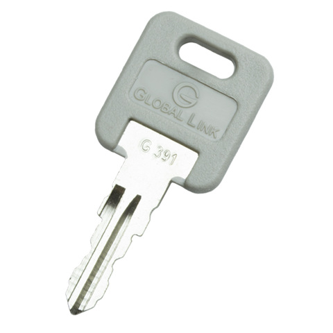 Grey Plastic Global Link G391 RV Compartment Key - Front View | United RV Parts