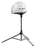 KING TR1000 Tripod Mount with White Dish Tailgater Antenna - Side View | United RV Parts