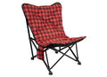 Red Black Plaid Kuma Aurora Padded Folding Chair with Cup Holder - Side View | United RV Parts