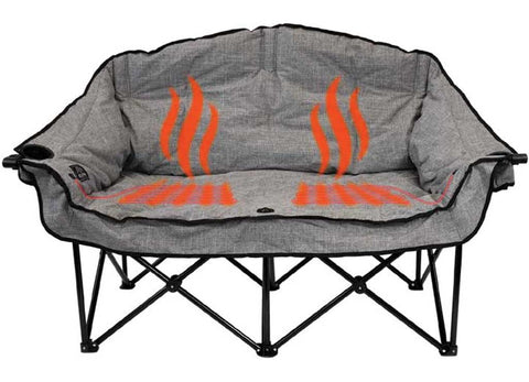 Heather Grey Kuma Lazy Bear Heated Love Seat 893-KM-BBBTHDC-HG - Front View with Heating Zones | United RV Parts