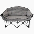 Heather Grey Kuma Lazy Bear Heated Love Seat - Side Angle, Folding Steel Frame | United RV Parts