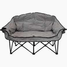 Heather Grey Kuma Lazy Bear Heated Love Seat - Side Angle, Folding Steel Frame | United RV Parts