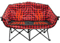 Red Black Plaid Kuma Lazy Bear Heated Love Seat 893-KM-BBBTHDC-RB - Front View | United RV Parts