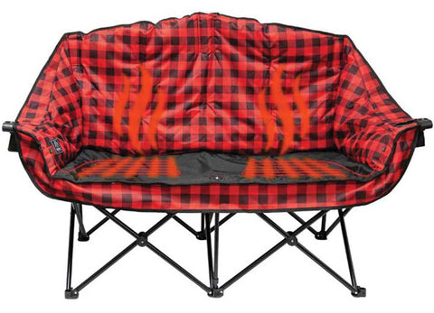 Red Black Plaid Kuma Lazy Bear Heated Love Seat 893-KM-BBBTHDC-RB - Front View | United RV Parts