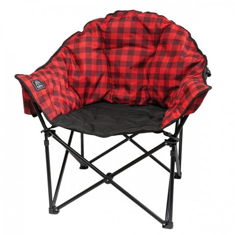 Red Plaid Lazy Bear Single Camping Chair - Front View | United RV Parts