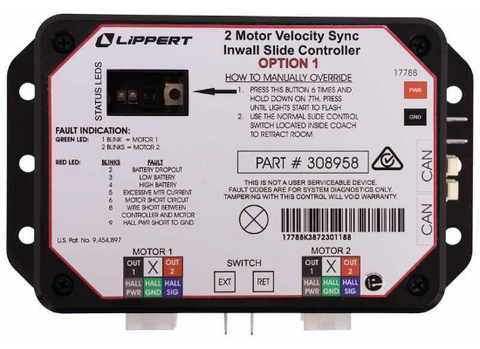 Lippert 308958 V-Sync II Slide Control Module Label - Top View | United RV Parts